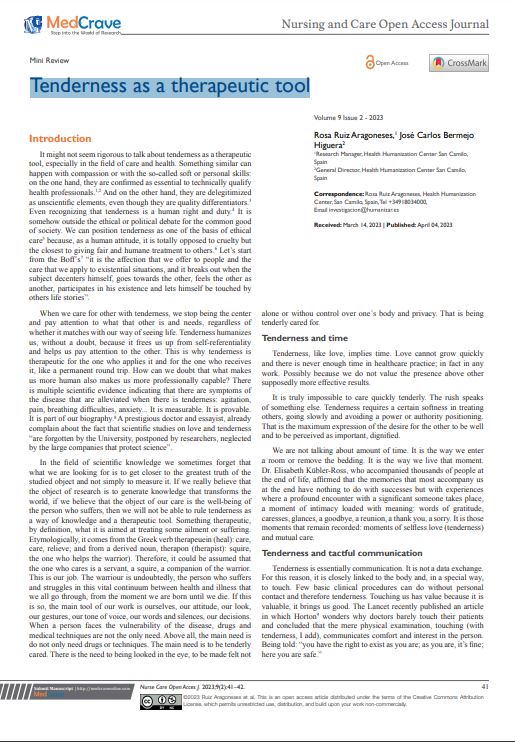Nueva investigación: Tenderness as a therapeutic tool